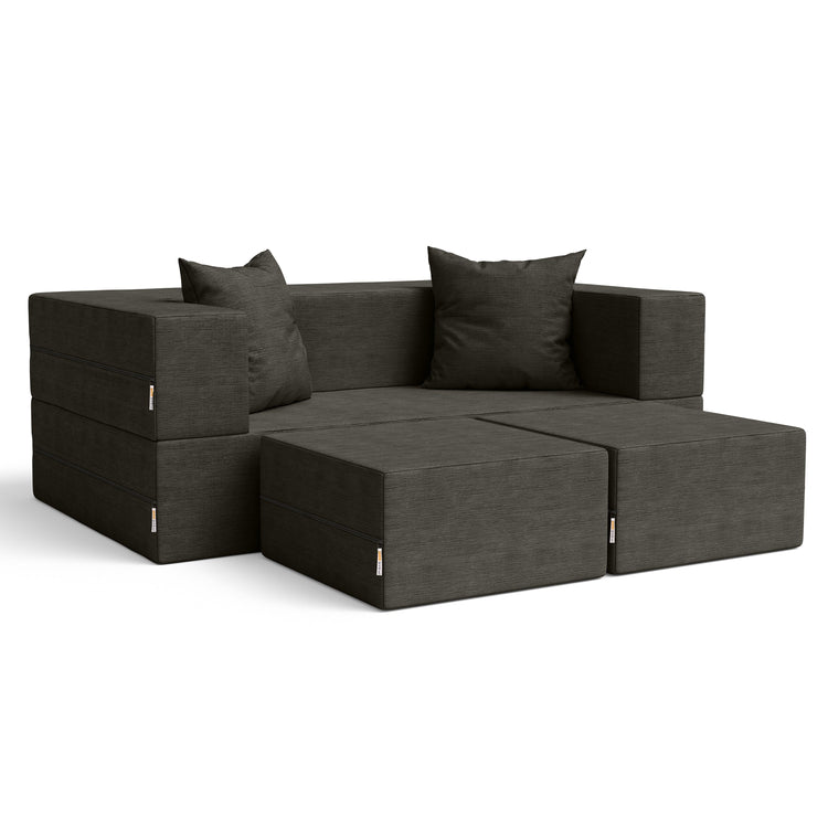 Jaxx Zipline Convertible Sleeper Loveseat & Ottomans