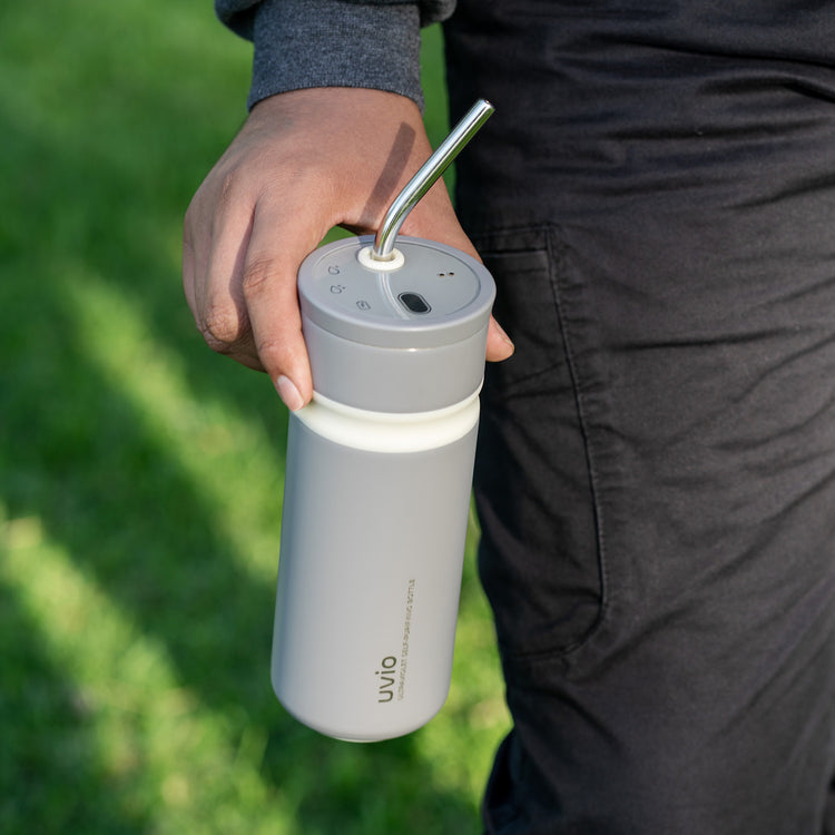 Uvio Self-Purifying Water Bottle - Elephant Gray by OHOM