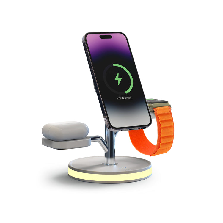 Brookstone 3-in-1 Wireless Charging Station Magnetic Charging Fast Wireless Charger Stand for iPhone 15,14,13,12 Pro Max Series, All iWatch Series & Android Phone with Qi Charging